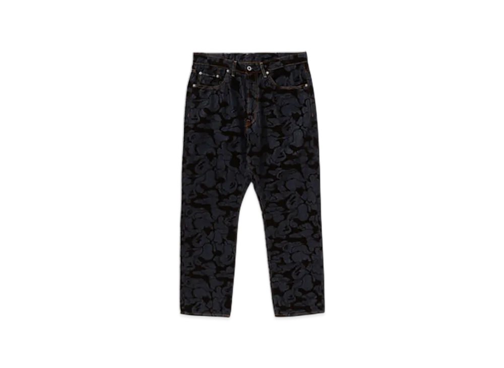 A BATHING APE Camo Flocked Relaxed Fit 13 Oz Denim Pants "Indigo"