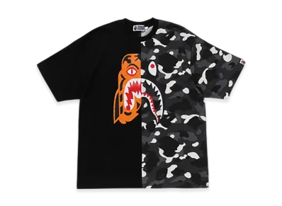 A BATHING APE City Camo Tiger Shark Relaxed Fit Tee "Black"