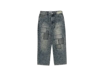 A BATHING APE Cloud Camo Jacquard Upcycled Relaxed Fit 13 Oz Denim Pants "Indigo"
