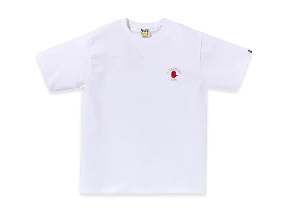 A BATHING APE College One Point Embroidery Tee "White"