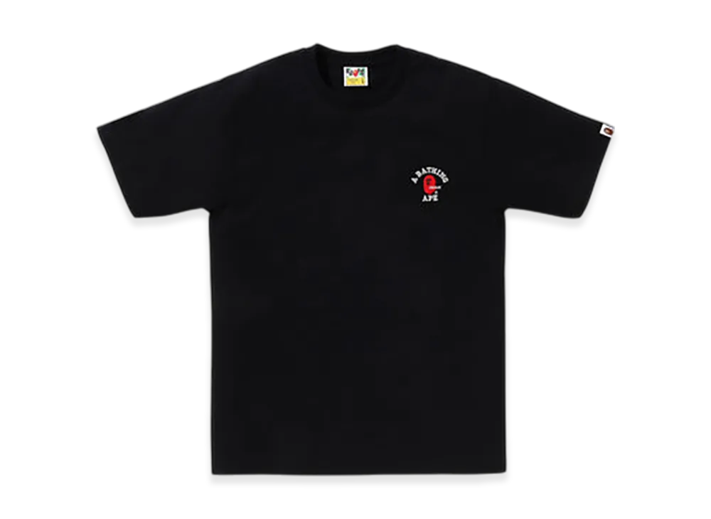 A BATHING APE College One Point Embroidery Tee "Black"