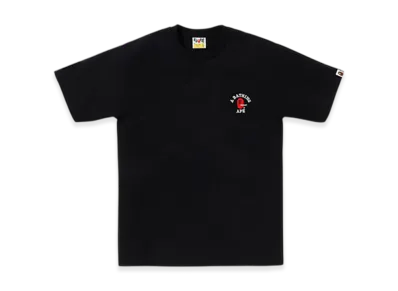 A BATHING APE College One Point Embroidery Tee "Black"