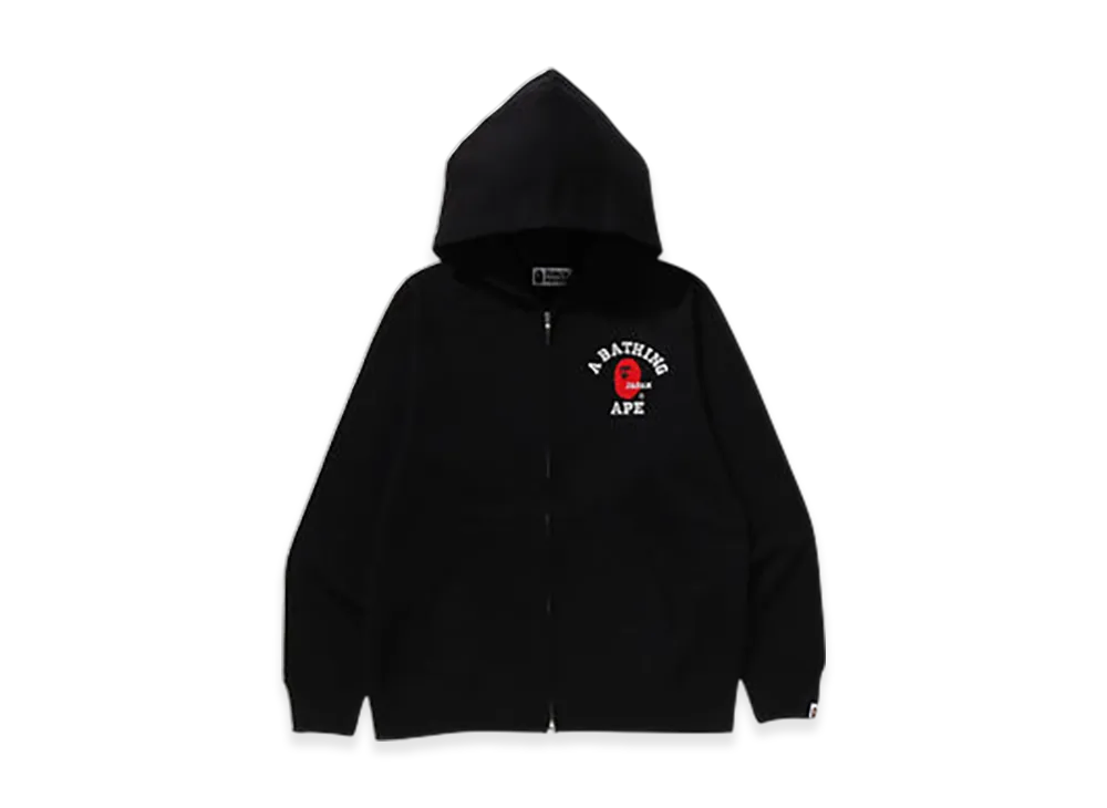A BATHING APE College One Point Embroidery Zip Hoodie "Black"