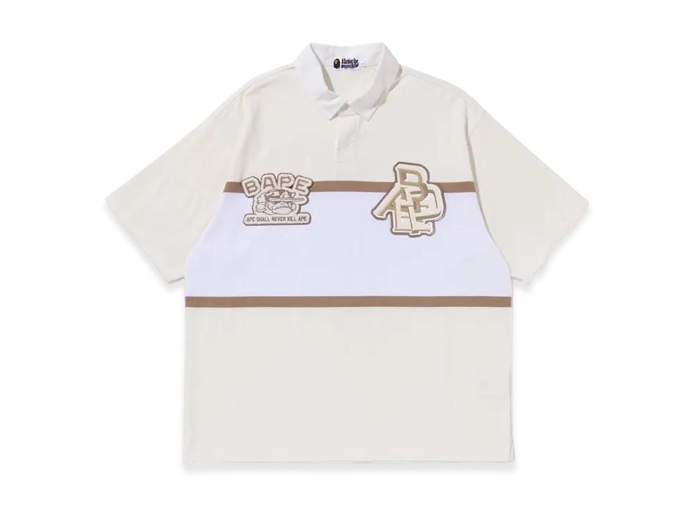 A BATHING APE Color Blocking Oversized Rugby Polo "Ivory"