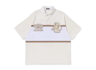 A BATHING APE Color Blocking Oversized Rugby Polo "Ivory"