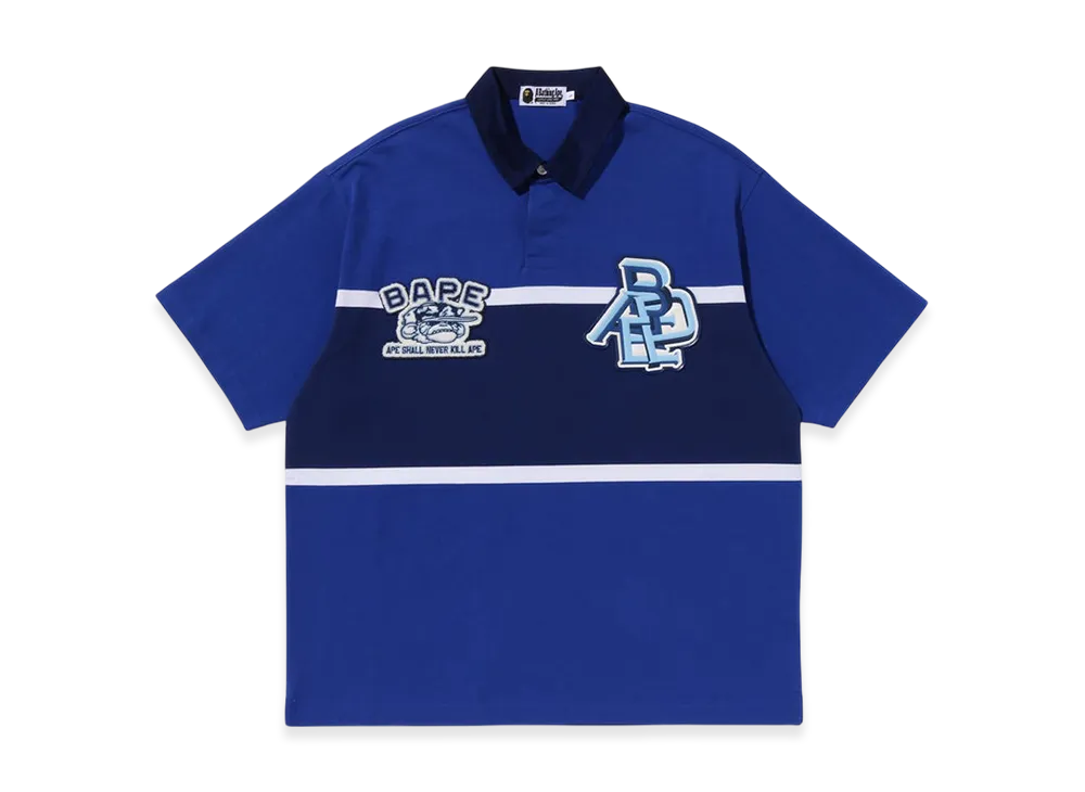A BATHING APE Color Blocking Oversized Rugby Polo "Blue"