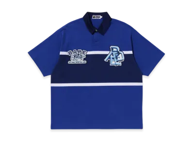 A BATHING APE Color Blocking Oversized Rugby Polo "Blue"