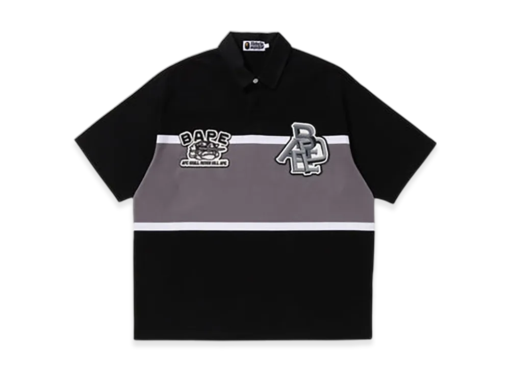A BATHING APE Color Blocking Oversized Rugby Polo "Black"