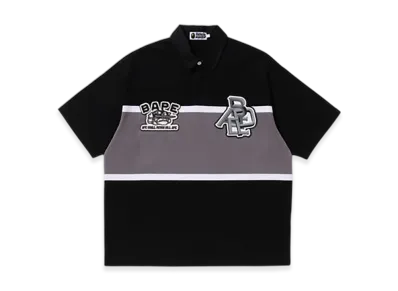 A BATHING APE Color Blocking Oversized Rugby Polo "Black"