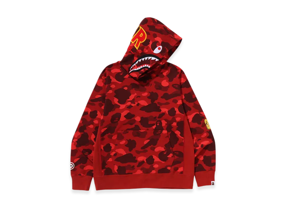 A BATHING APE Color Camo 2nd Shark Pullover Hoodie "Red"
