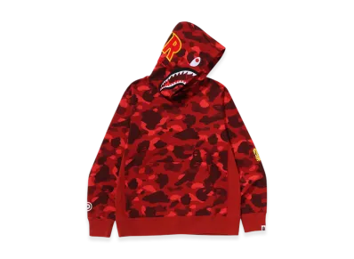A BATHING APE Color Camo 2nd Shark Pullover Hoodie "Red"