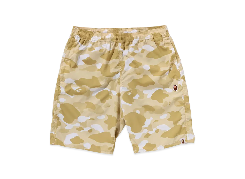 A BATHING APE Color Camo Ape Head One Point Beach Shorts "Yellow"