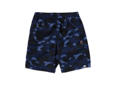A BATHING APE Color Camo Ape Head One Point Beach Shorts "Navy"