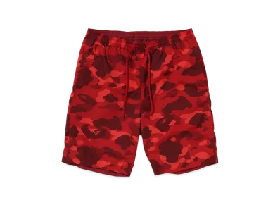 A BATHING APE Color Camo Shark Reversible Shorts "Red"
