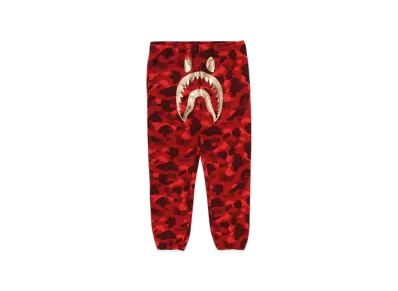 A BATHING APE Color Camo Shark Sweat Pants "Red"