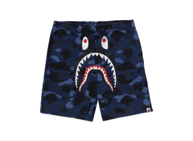 A BATHING APE Color Camo Shark Sweat Shorts "Navy"