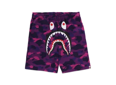 A BATHING APE Color Camo Shark Sweat Shorts "Purple"