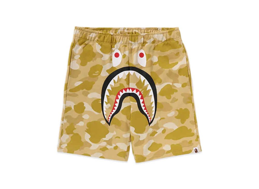 A BATHING APE Color Camo Shark Sweat Shorts "Yellow"