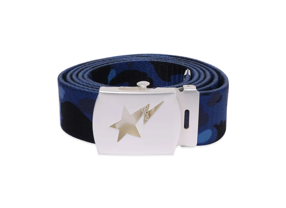 A BATHING APE BAPEバックル レザーベルト L ブルー A BATHING APE Color Camo Sta Gi Belt 