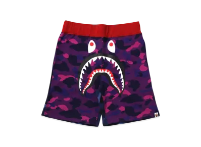 A BATHING APE Crazy Camo Shark Sweat Shorts "Purple"