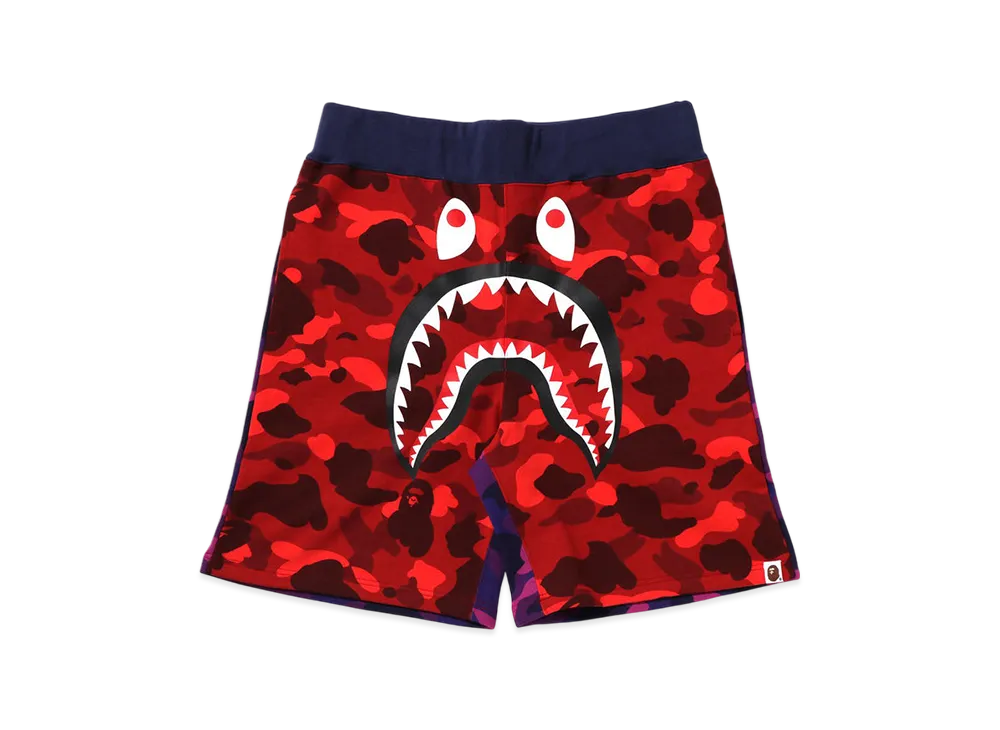 A BATHING APE Crazy Camo Shark Sweat Shorts "Red"