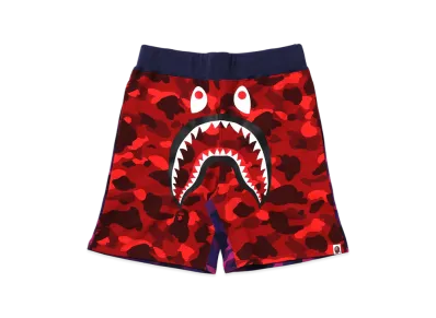 A BATHING APE Crazy Camo Shark Sweat Shorts "Red"
