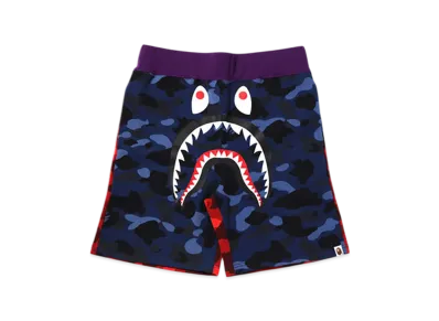 A BATHING APE Crazy Camo Shark Sweat Shorts "Navy"