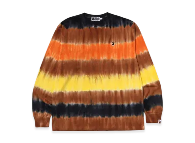 A BATHING APE Drip Stripe Relaxed Fit LS Tee "Orange"