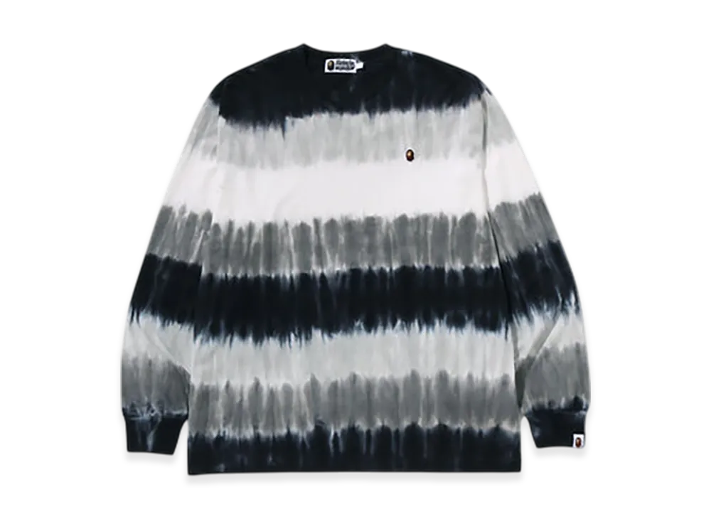 A BATHING APE Drip Stripe Relaxed Fit LS Tee "Black"