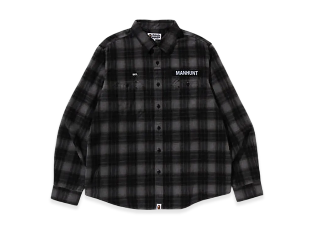 A BATHING APE Flannel Check Tactical Shirt "Black"