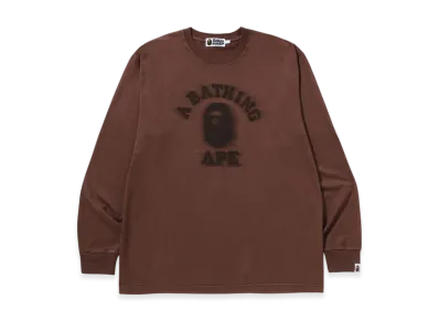 A BATHING APE Garment Dye College Relaxed Fit LS Tee "Brown"