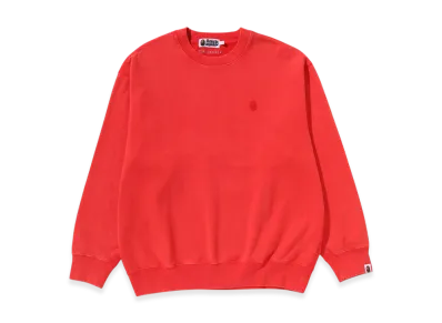 A BATHING APE Garment Dye One Point Relaxed Fit Crewneck Sweatshirt "Red"