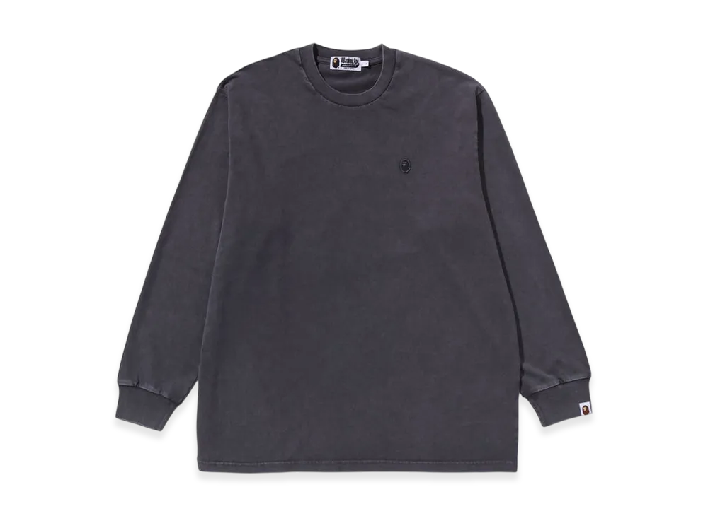 A BATHING APE Garment Dye One Point Relaxed Fit LS Tee "Charcoal"