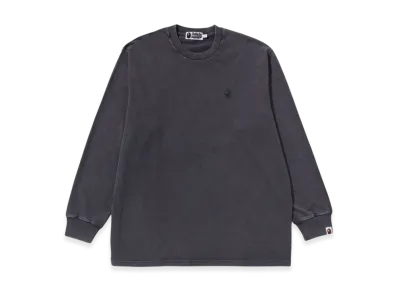 A BATHING APE Garment Dye One Point Relaxed Fit LS Tee "Charcoal"