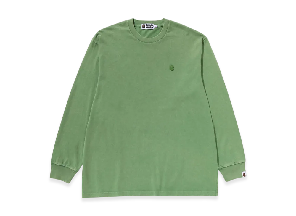 A BATHING APE Garment Dye One Point Relaxed Fit LS Tee "Green"