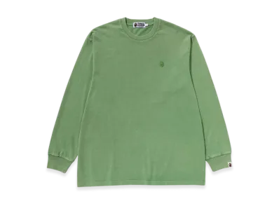 A BATHING APE Garment Dye One Point Relaxed Fit LS Tee "Green"