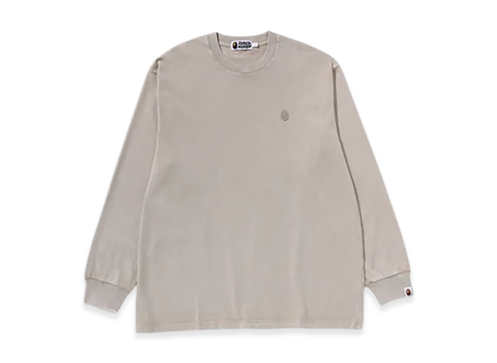 A BATHING APE Garment Dye One Point Relaxed Fit LS Tee "Beige"