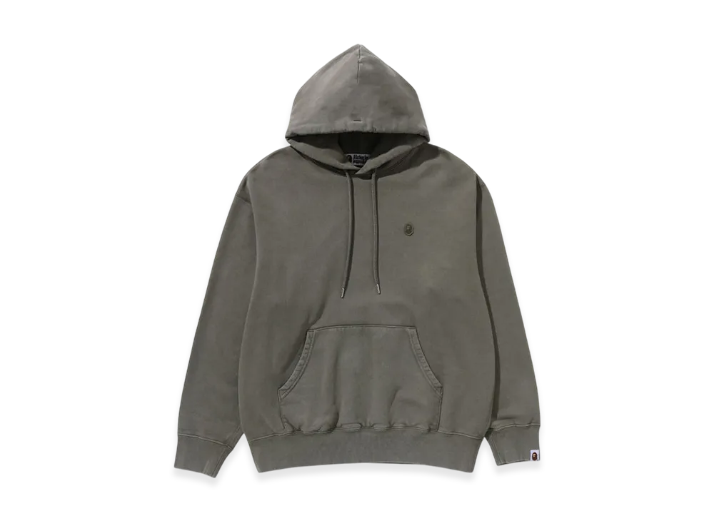 A BATHING APE Garment Dye One Point Relaxed Fit Pullover Hoodie "Olive Drab"