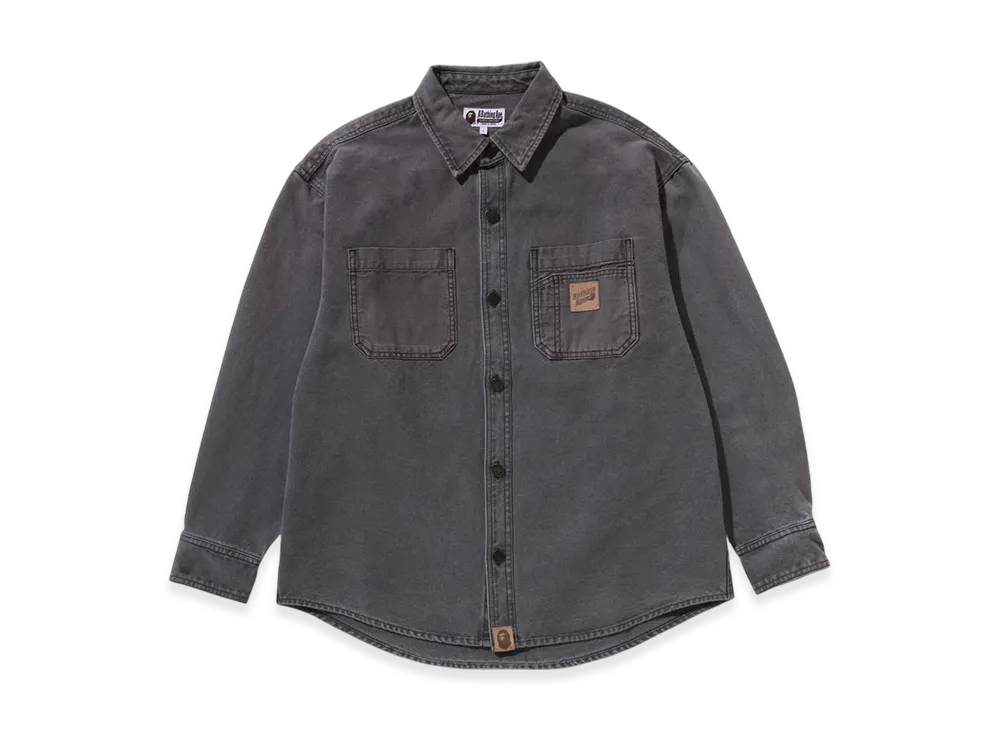 A BATHING APE Garment Dye Work LS Shirt "Charcoal"