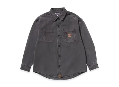 A BATHING APE Garment Dye Work LS Shirt "Charcoal"