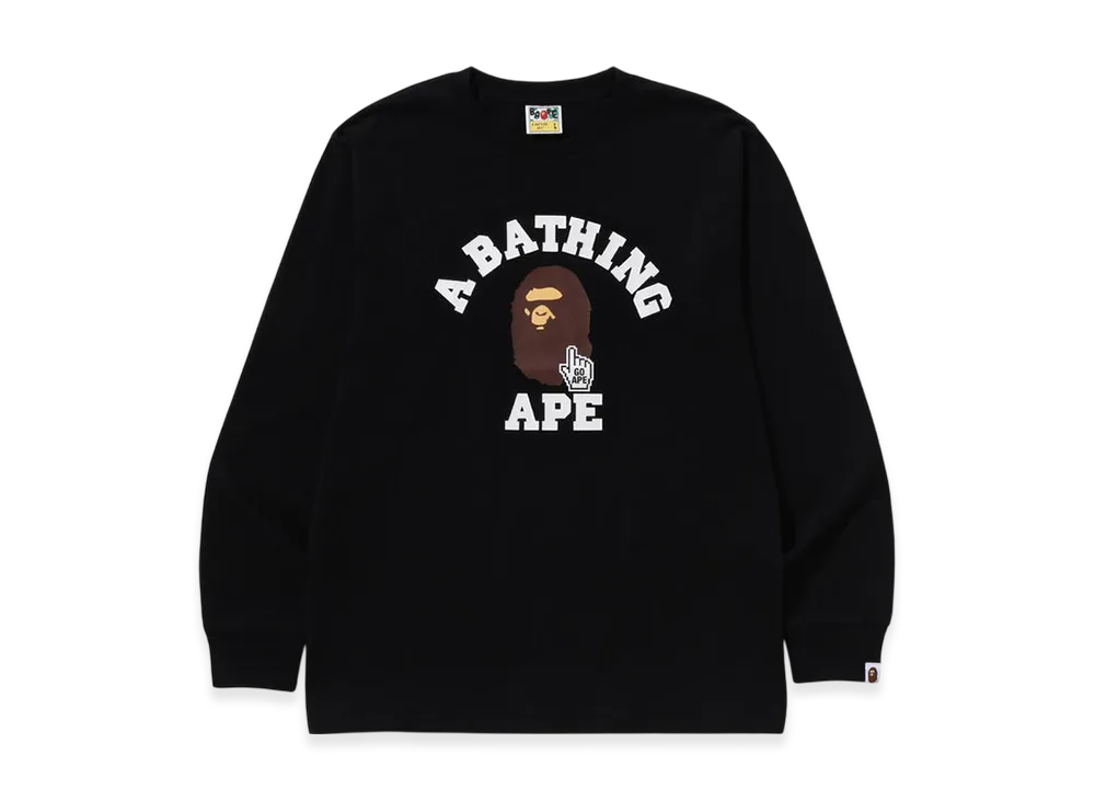 A BATHING APE Go Ape Pointer College Tee L/S Tee Bapec "Black"