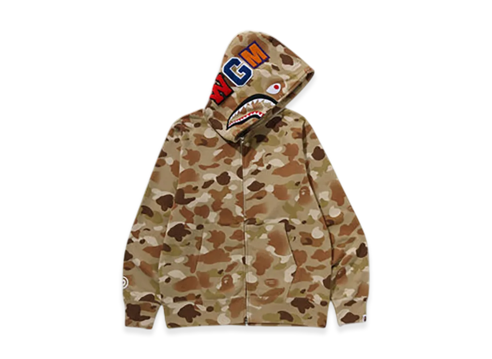 A BATHING APE Gradation Camo Shark Full Zip Hoodie "Beige"