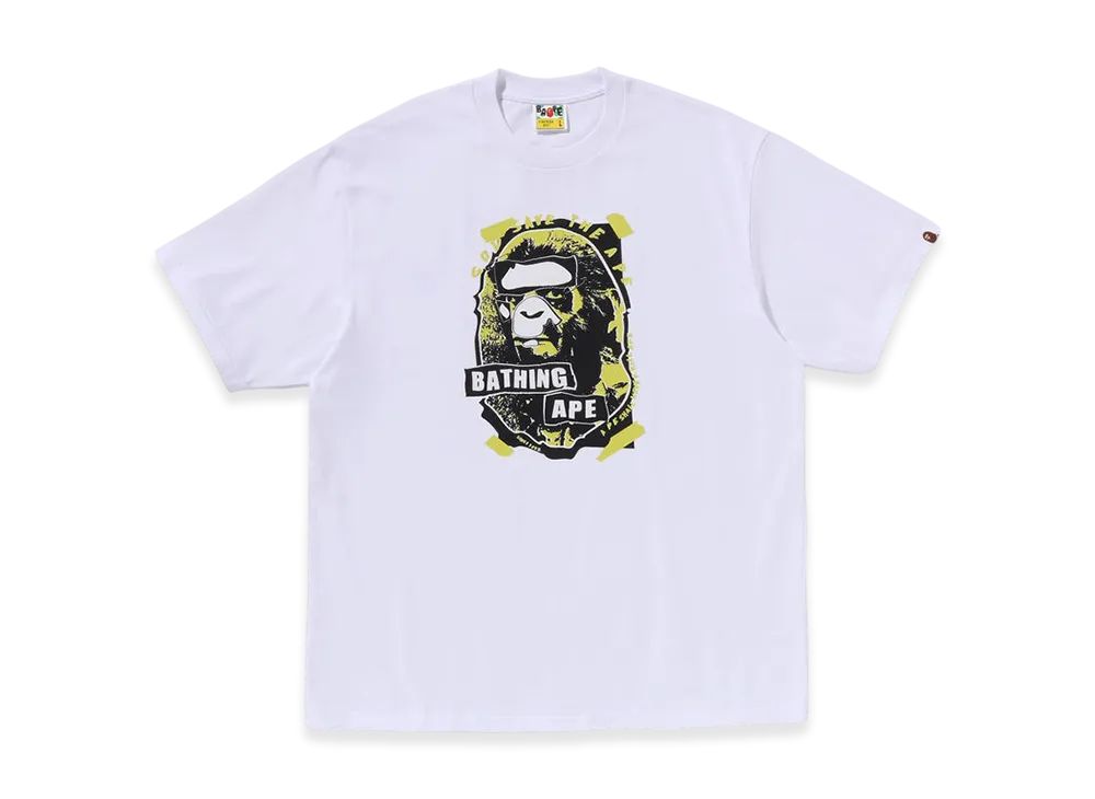 A BATHING APE Graffiti Ape Head Relaxed Fit Tee "White"