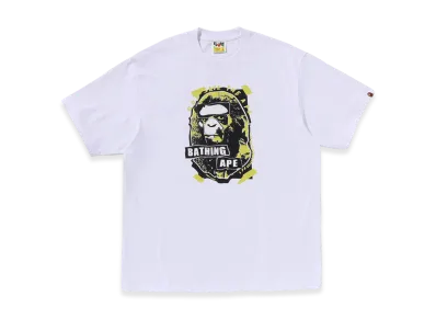 A BATHING APE Graffiti Ape Head Relaxed Fit Tee "White"