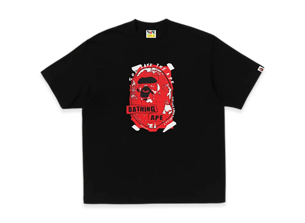A BATHING APE Graffiti Ape Head Relaxed Fit Tee "Black"