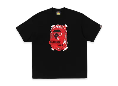 A BATHING APE Graffiti Ape Head Relaxed Fit Tee "Black"