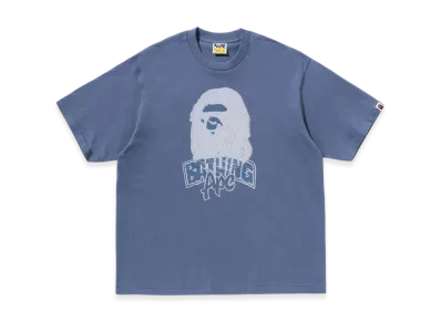 A BATHING APE Hand Drawn Ape Head Relaxed Fit Tee "Navy"