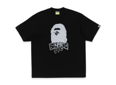 A BATHING APE Hand Drawn Ape Head Relaxed Fit Tee "Black"