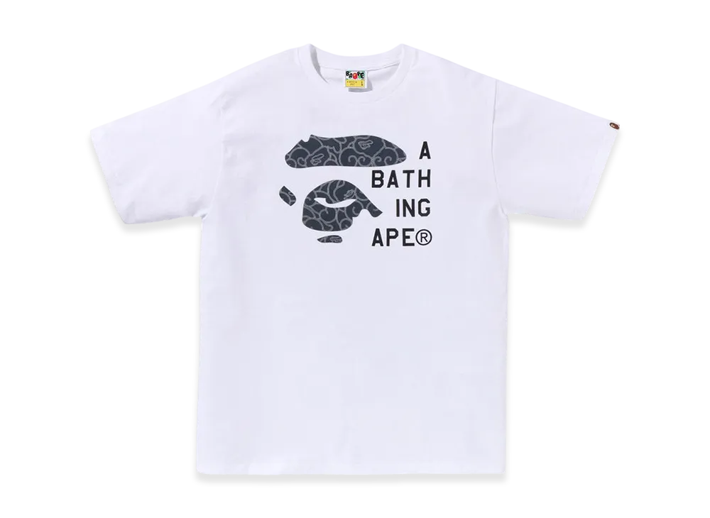 A BATHING APE Japanese Cloud Camo Bape Face Tag Tee "White"