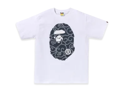 A BATHING APE Japanese Cloud Camo Big Ape Head Tee "White"